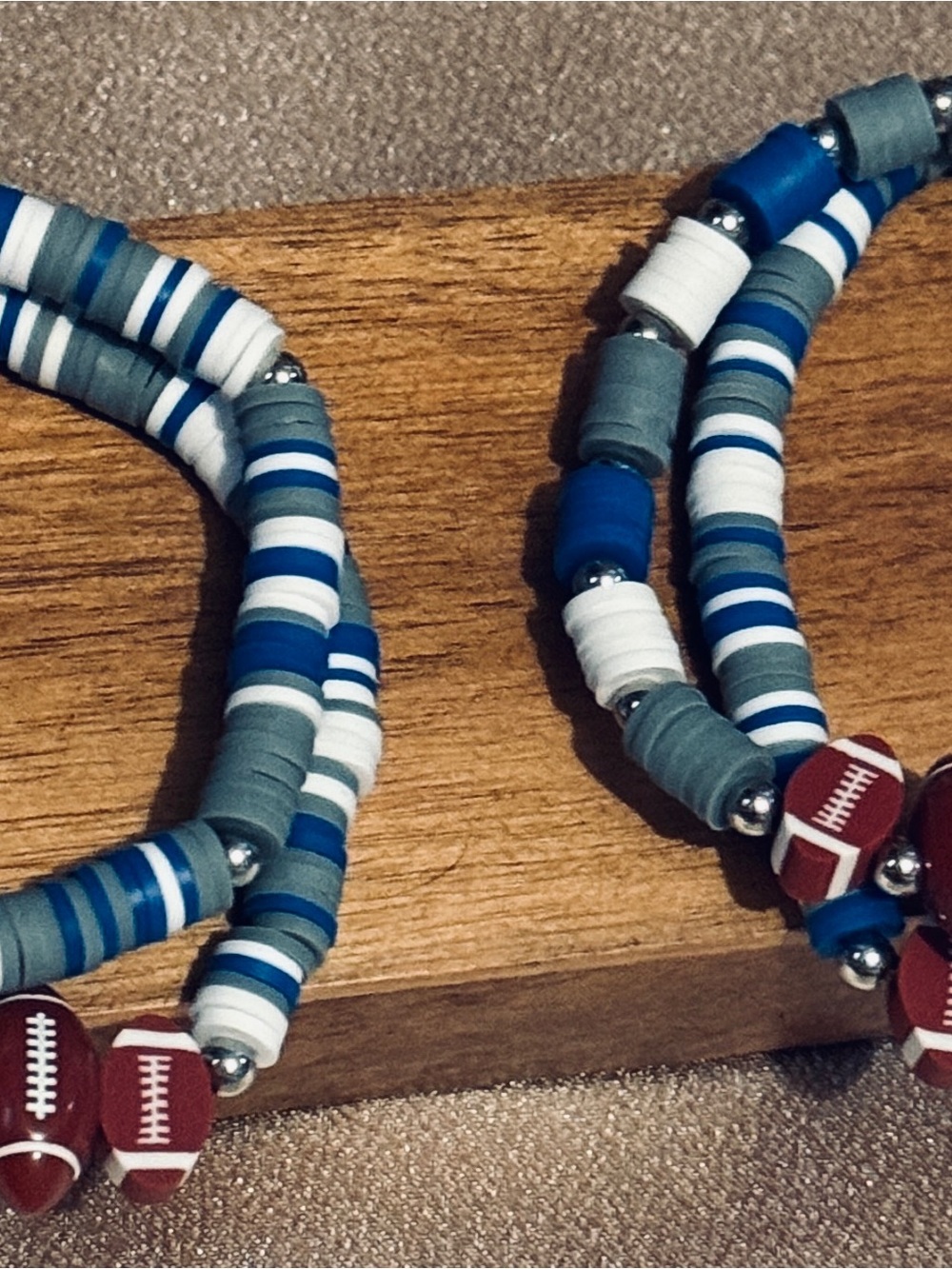 Cowboys Blue White Clay Bead Bracelet, Football Gameday Spirit Stack BTJ - Picture 7 of 9